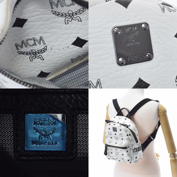 MCM Backpack Studded White Calfskin Daypack by - Picture 12 of 12